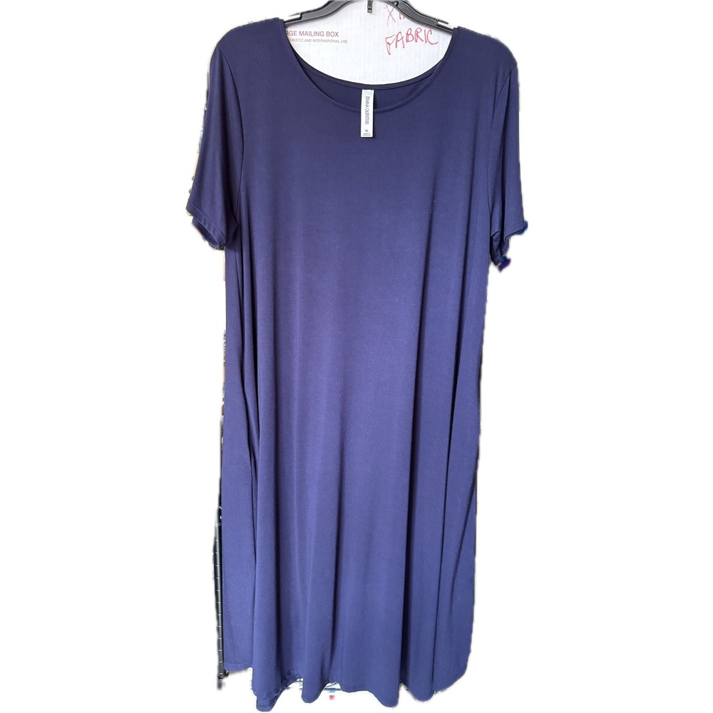 Zenana Outfitters Navy Blue Short Sleeve Pocket T-Shirt Dress XL Casual Midi